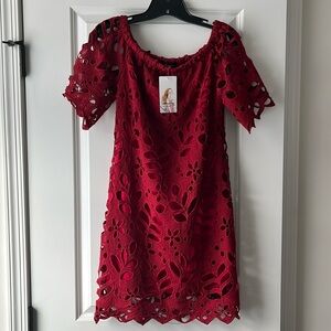 PRETTY GARDEN Women’s Off Shoulder Vintage Floral Lace  Dress. Small NWT